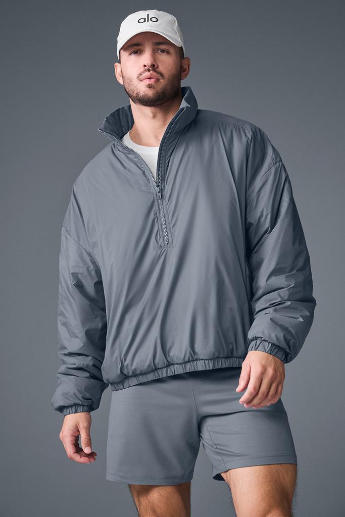 Alo Latitude Light Weight 1/2 Zip Pullover Jacket - Steel Grey