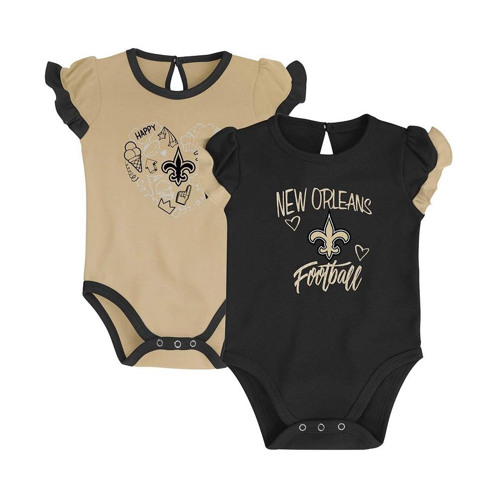 Outerstuff Newborn and Infant Boys and Girls Black, Vegas Gold New Orleans Saints Too Much Love Two-Piece Bodysuit Set