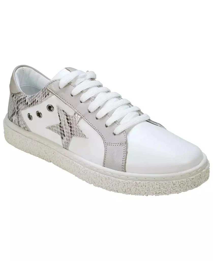 Cools 21 Women's Charlee Snakeskin Two-Tone Star Motif Lace Up Sneakers 1