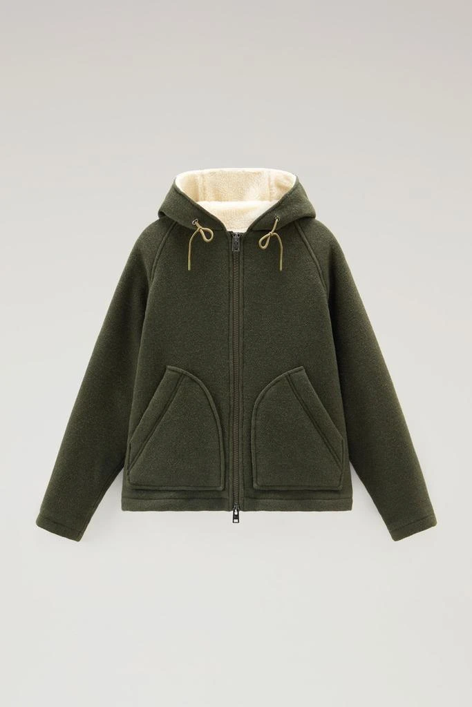 WOOLRICH Hooded Jacket in Recycled Manteco Wool Blend - Men - Green 5