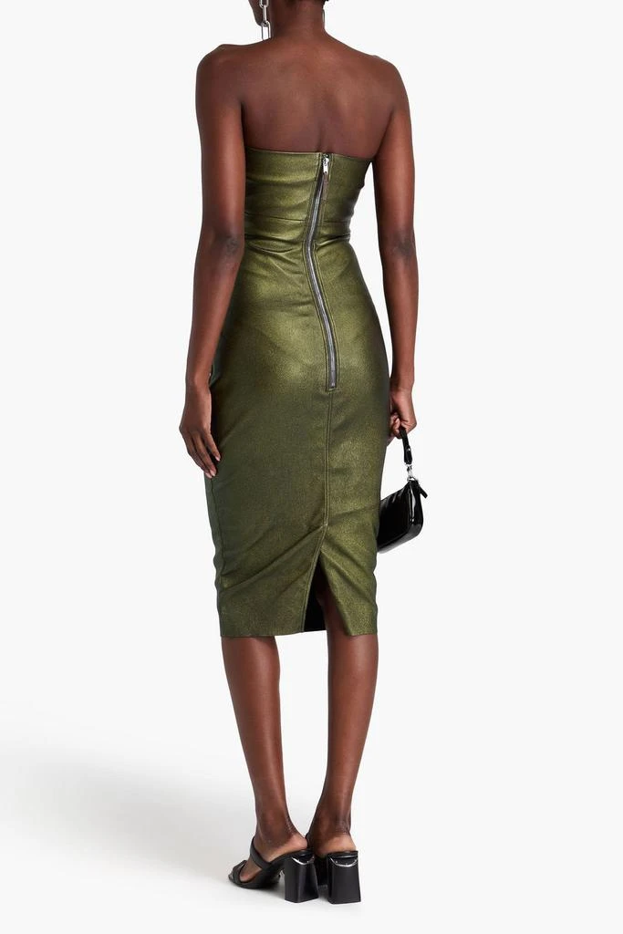 RICK OWENS Prong strapless metallic leather-blend dress 3