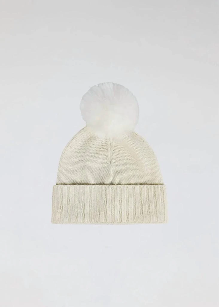 Hat Attack Hat Attack - Women's Cashmere Cuff Slouchy Beanie With Real Fur Pom 1