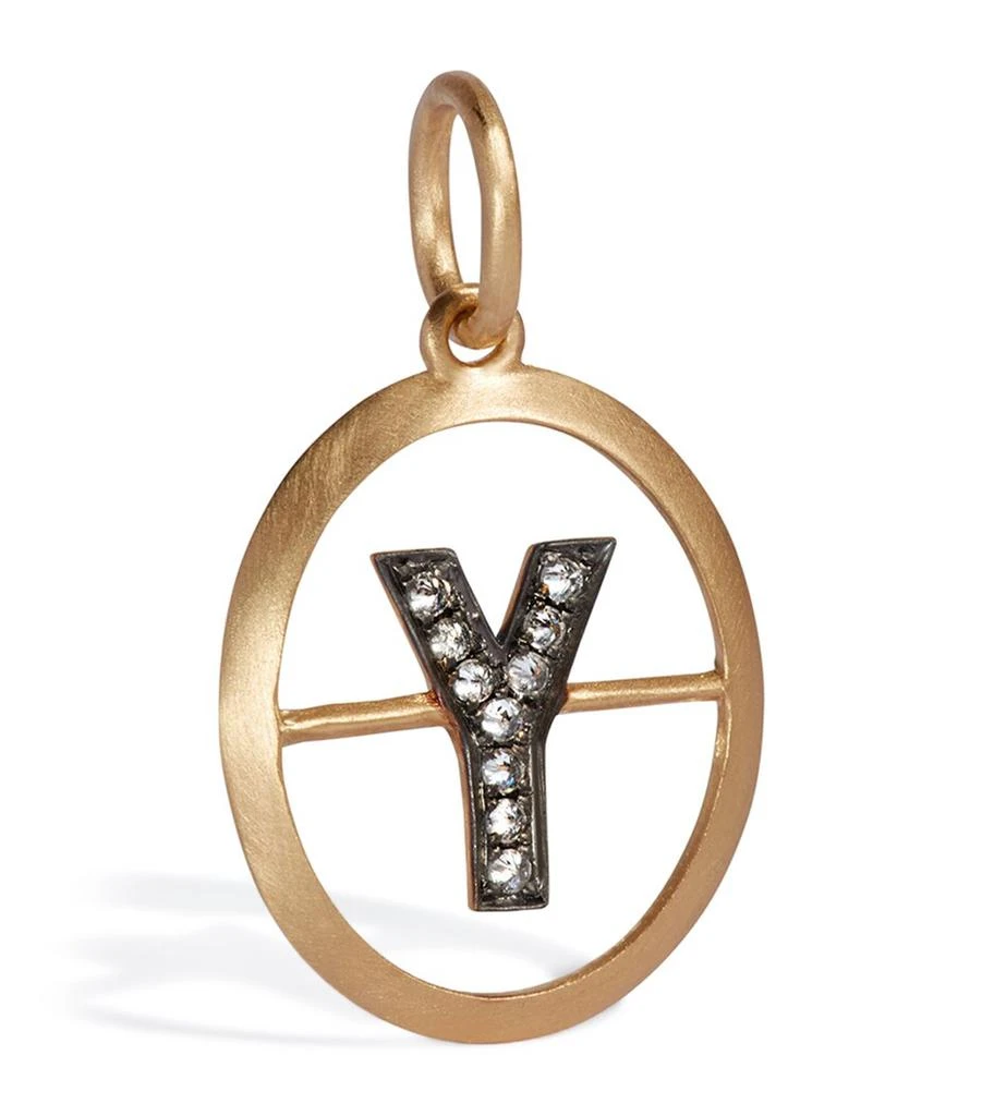 Annoushka Yellow Gold and Diamond Initial Y Pendant 1