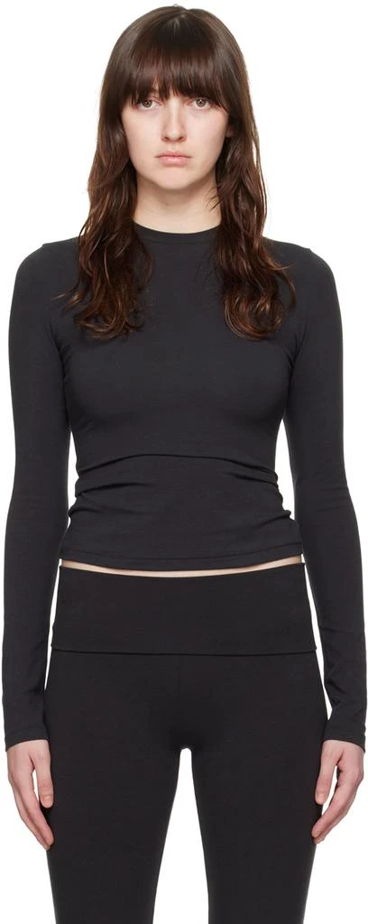 SKIMS Black Cotton Jersey Long Sleeve T-Shirt 1