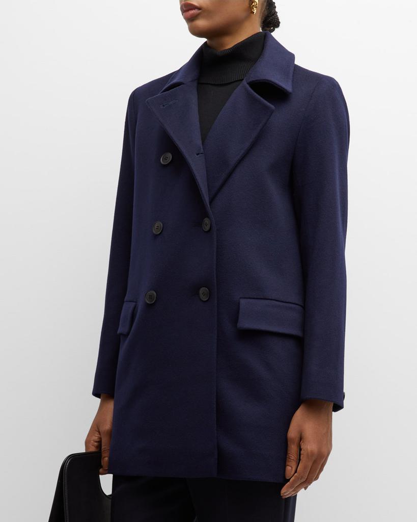 Fleurette Ren Double-Breasted Short Wool Coat