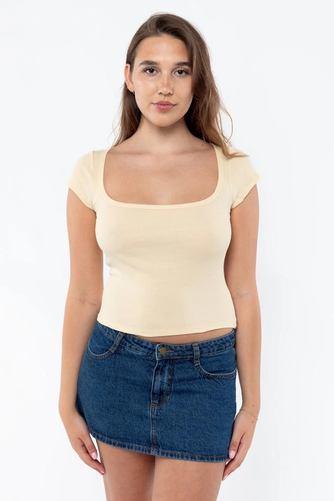 Los Angeles Apparel 43023 - Baby Rib Square Neck Cap Sleeve Tee 8