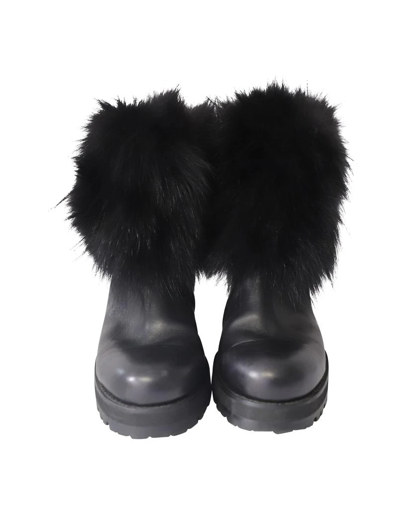 Jimmy Choo Fur Trimmed Ankle Boots in Black Leather 2