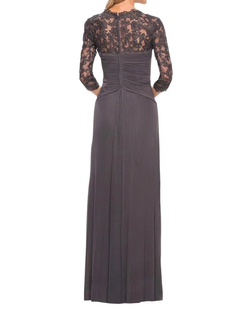 La Femme La Femme - Ruched V-Neck Column Gown 2