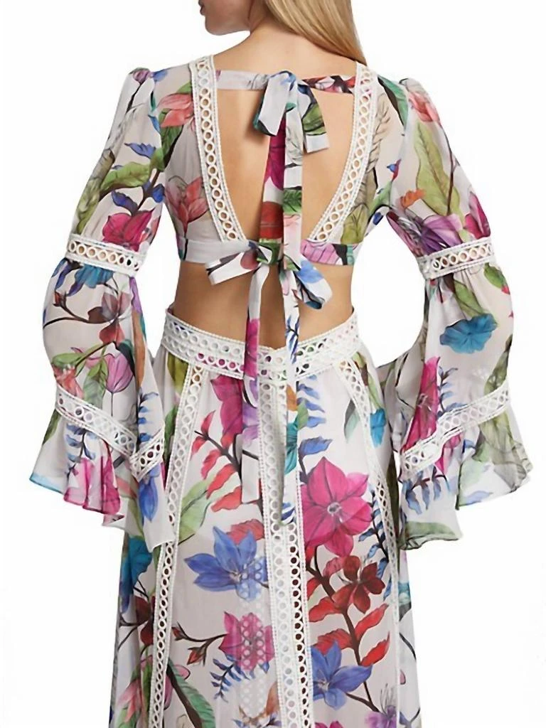 PatBO Zamia Lace Trim Maxi Dress In White Multi 4