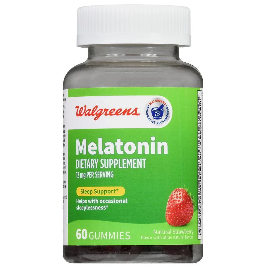 Walgreens Melatonin 12 mg Gummies (30 days) Natural Strawberry 2