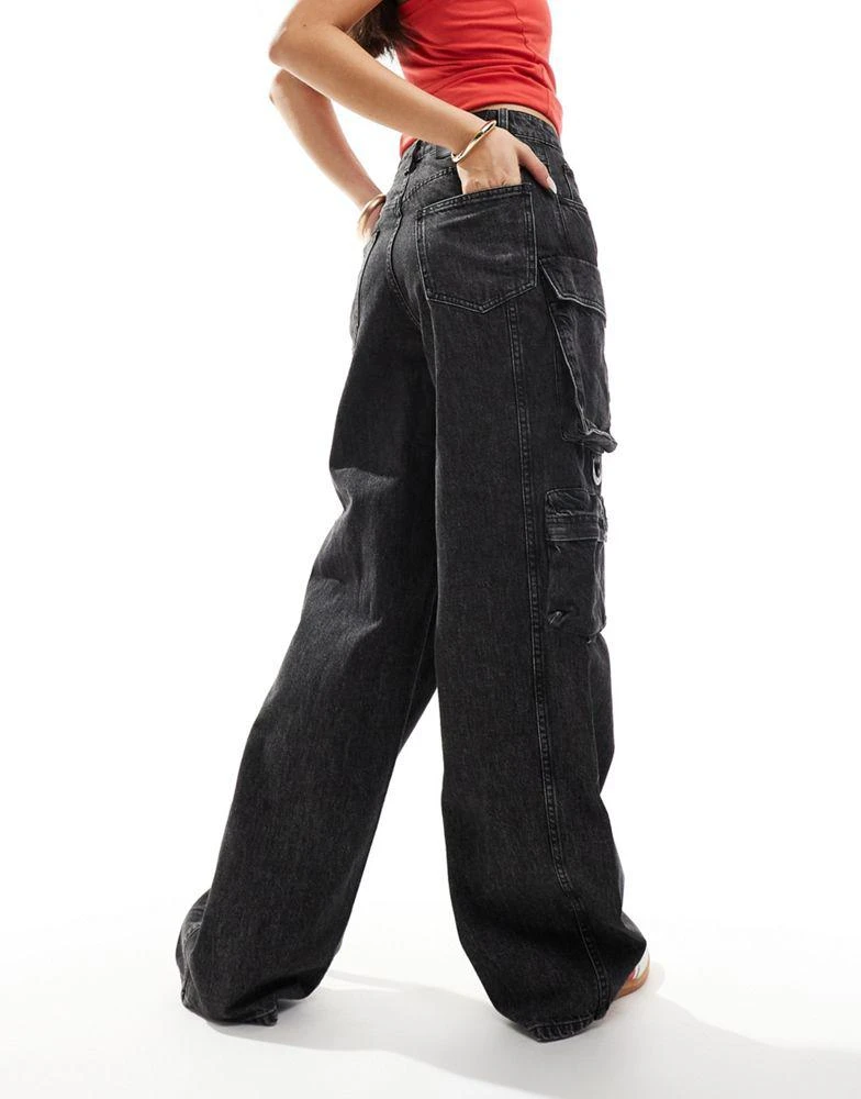Miss Sixty Miss Sixty wide leg cargo jeans in black 2