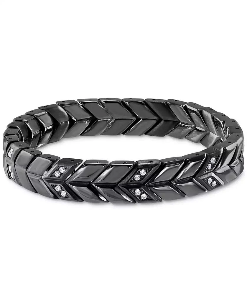 Blackjack Men's Cubic Zirconia Chevron Link Bracelet in Stainless Steel 1