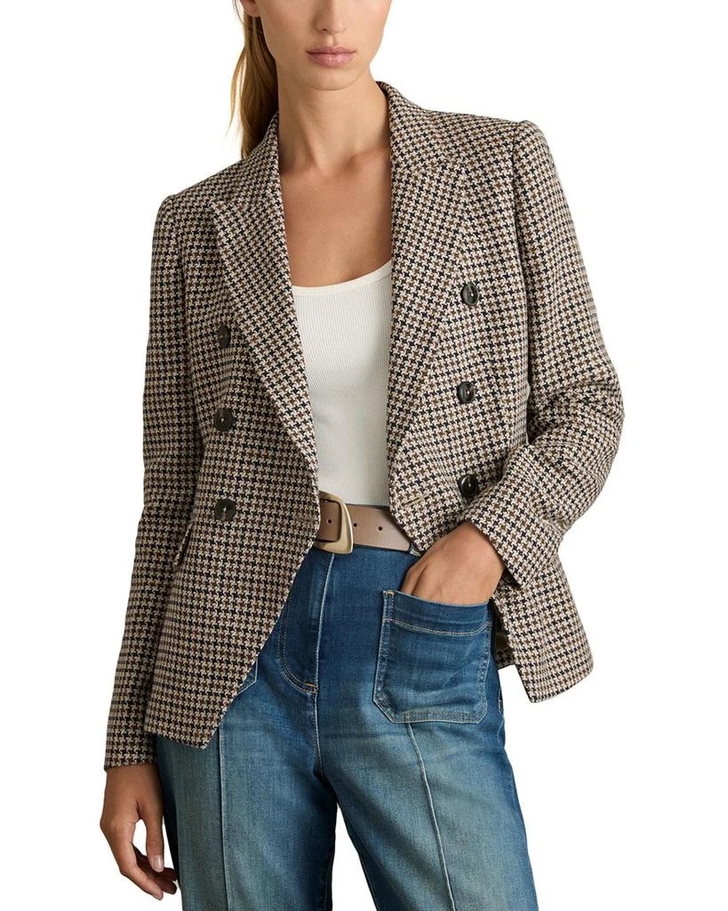 REISS Evie Double Breasted Textured Check Blazer 1