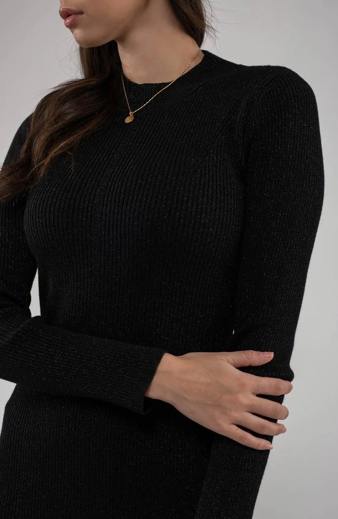 AUGUST SKY Shimmery Ribbed Long Sleeve Midi Sweater Dress 3