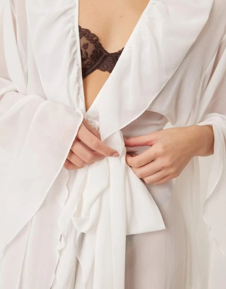 Kat The Label Kat The Label Bella floor length robe with ruffles in ivory 3