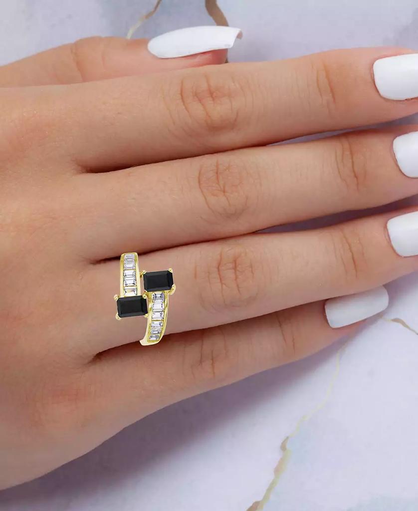 Macy's Cubic Zirconia Two Stone Ring (3.188 ct. t.w.) in 14K Yellow Gold Over Sterling Silver