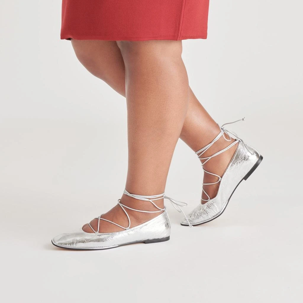 Dolce Vita Ryder Ballet Flats Silver Distressed Leather 2