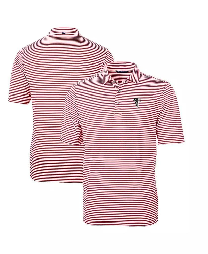 Cutter & Buck Men's Red Atlanta Falcons Throwback Team Logo Virtue Eco Pique Stripe Polo 1