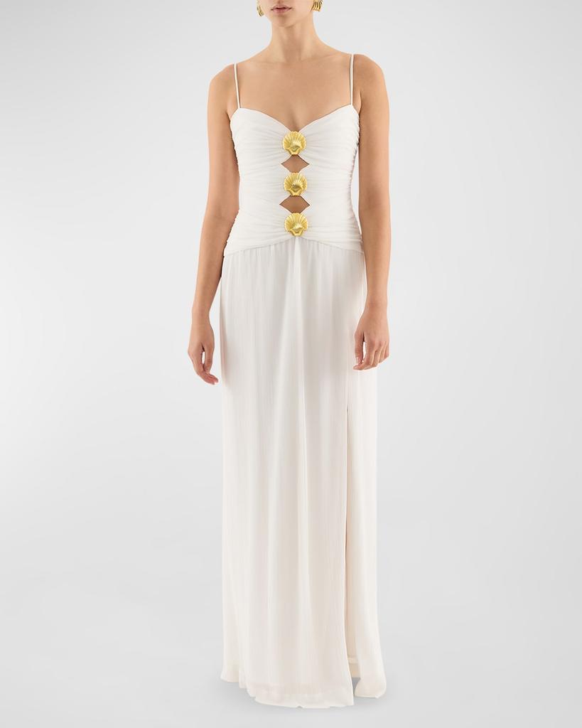 REBECCA VALLANCE Guinevere Cutout Shell-Embellished Gown