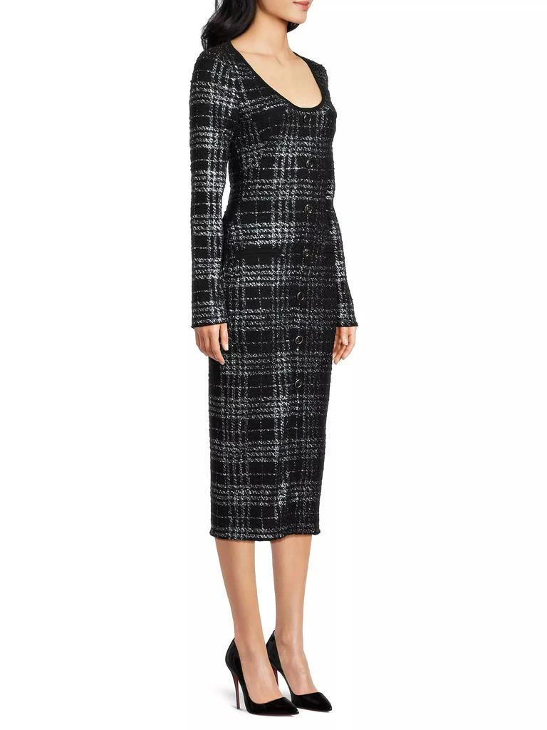 Black Halo Mae Metallic Plaid Midi-Dress 4