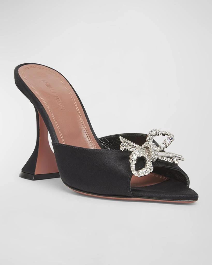 Amina Muaddi Rosie Embellished Bow Satin Pedestal Sandals 2