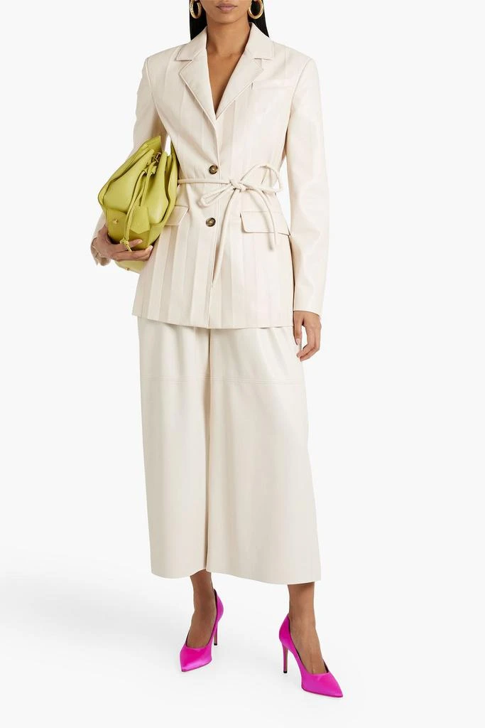 MSGM Belted pleated faux leather blazer 2