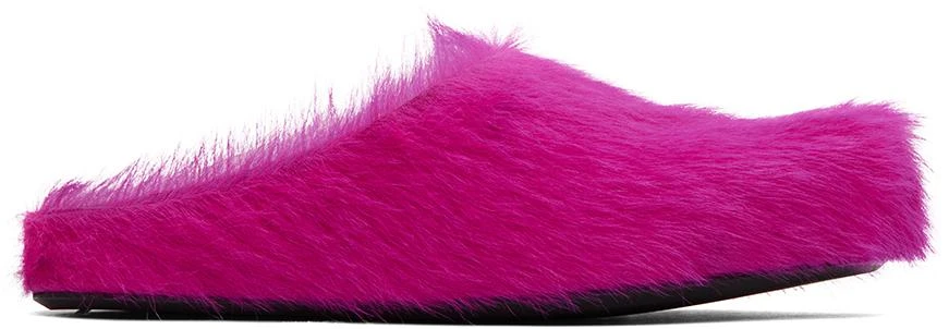 Marni Pink Long-Hair Calfskin Fussbett Sabot Loafers 1