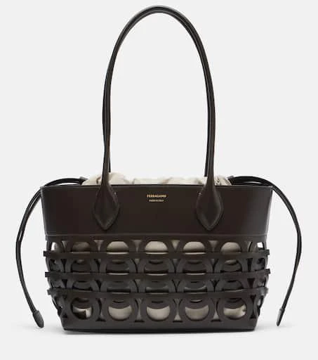 Salvatore Ferragamo Cut-out leather tote bag 1