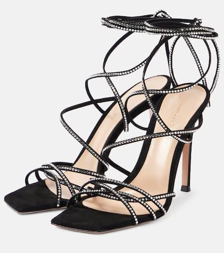 Gianvito Rossi Ankletie 105 embellished suede sandals 2