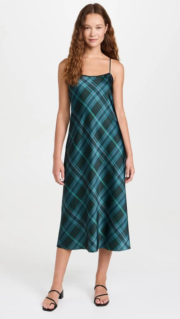 Vince Plaid Lace Trim Slip Dress 4