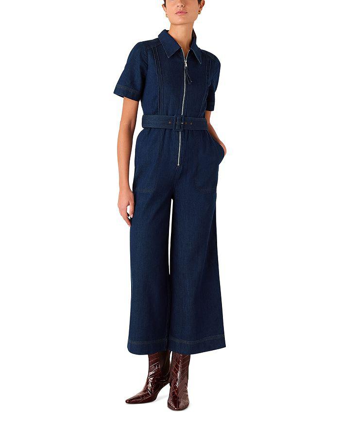 Whistles Denim Pintuck Belted Jumpsuit