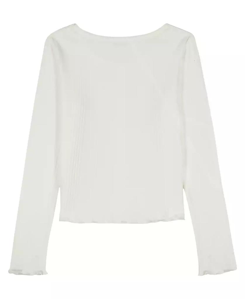 Calvin Klein Girls' 7-16 Variegated Rib Button Front Top
