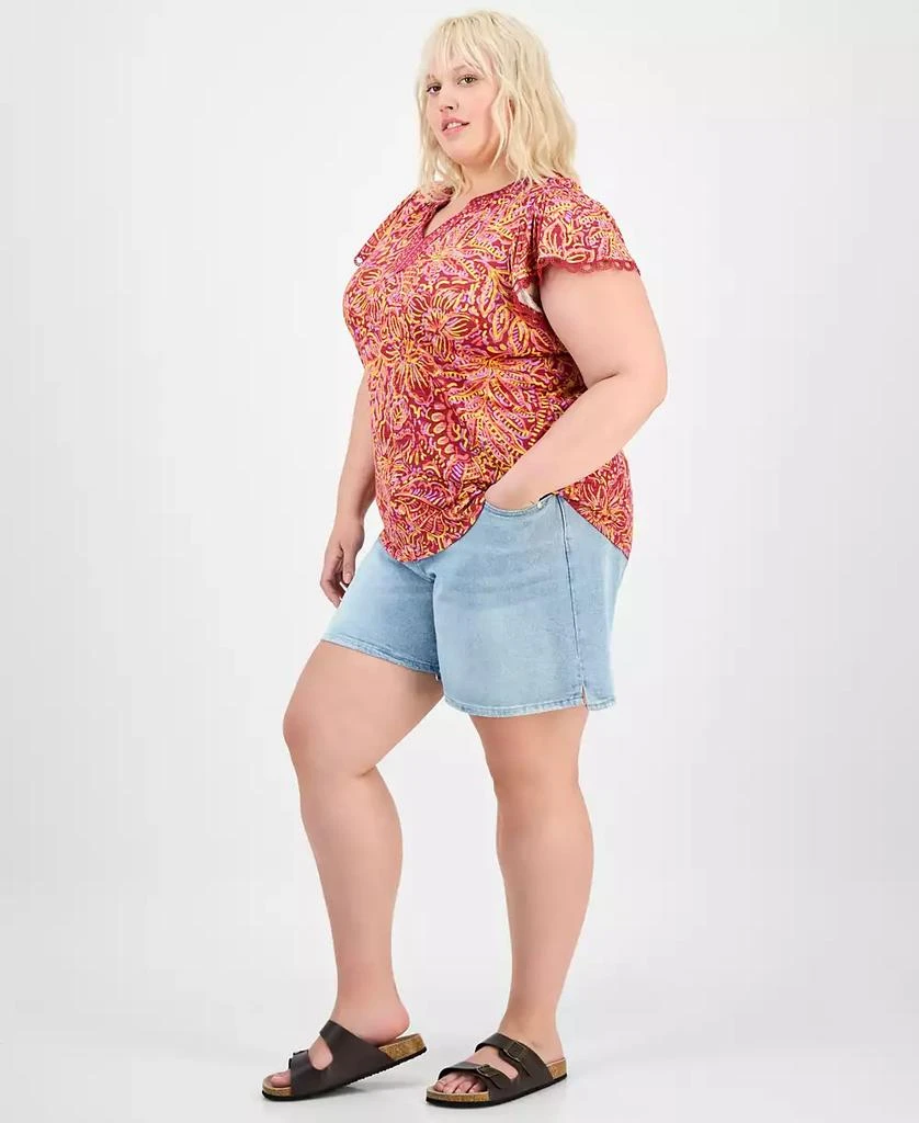 Democracy Trendy Plus Printed Flutter-Sleeve Top 2