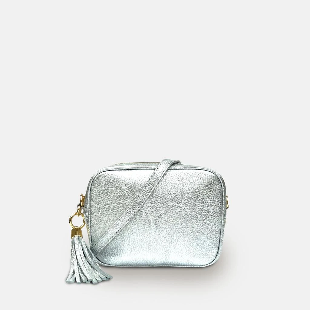 Apatchy London Silver Leather Crossbody Bag With Gold Chain Strap 2