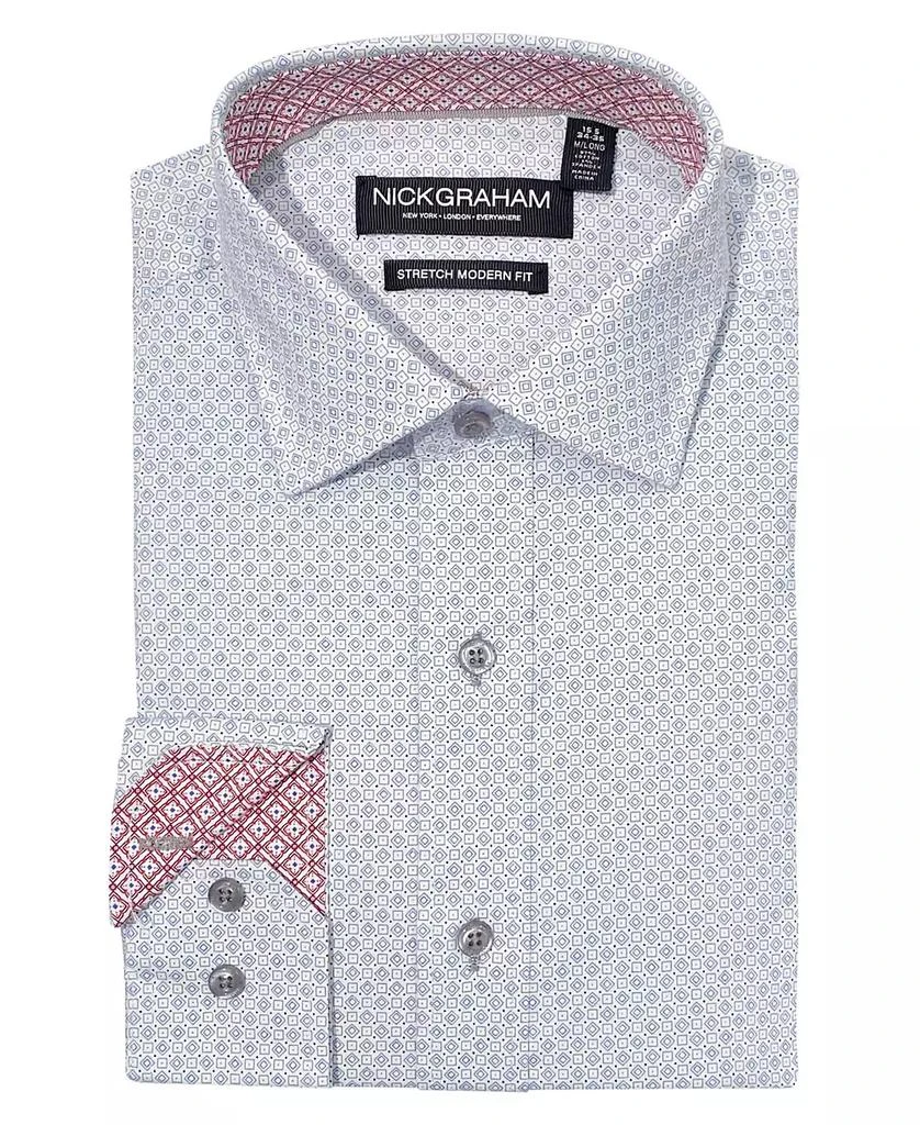 Nick Graham Men's Modern Fit Diamond Square Dot Dress Shirt 1