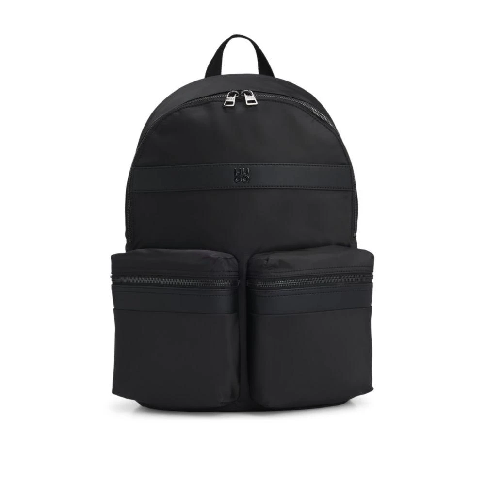 Hugo Boss Twill backpack with stacked-logo trim 1
