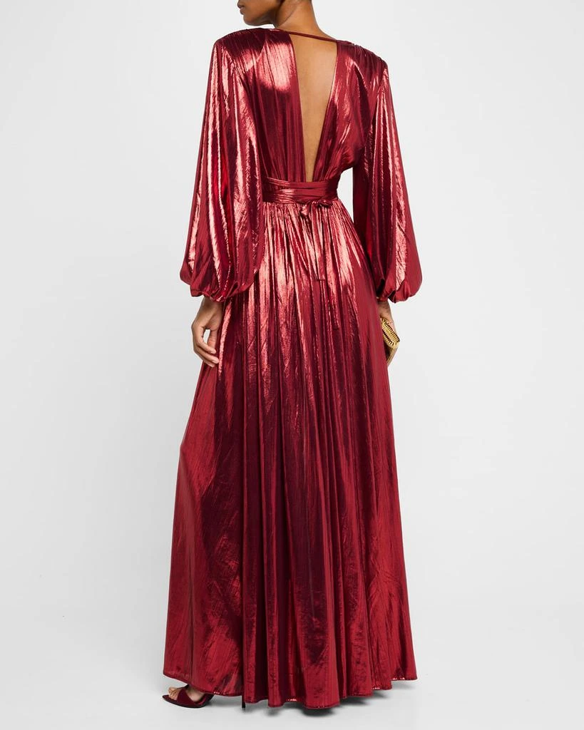 BRONX AND BANCO Zoe Metallic Deep V-Neck Gown 4