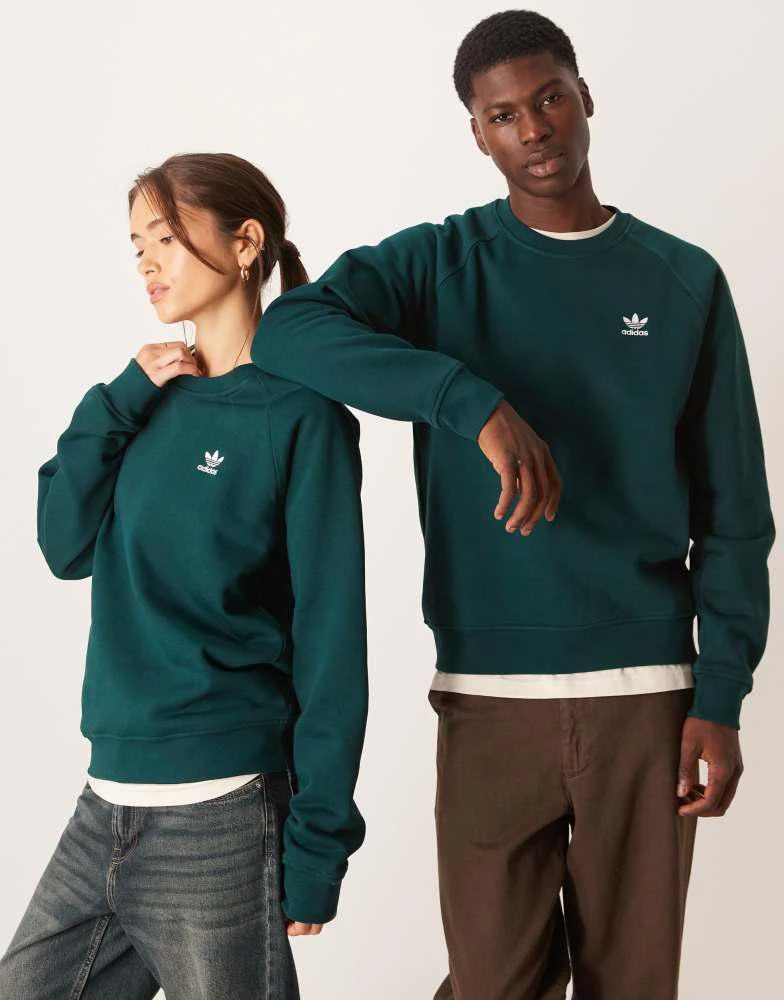 Adidas adidas Originals essential crew neck sweatshirt in dark green 4