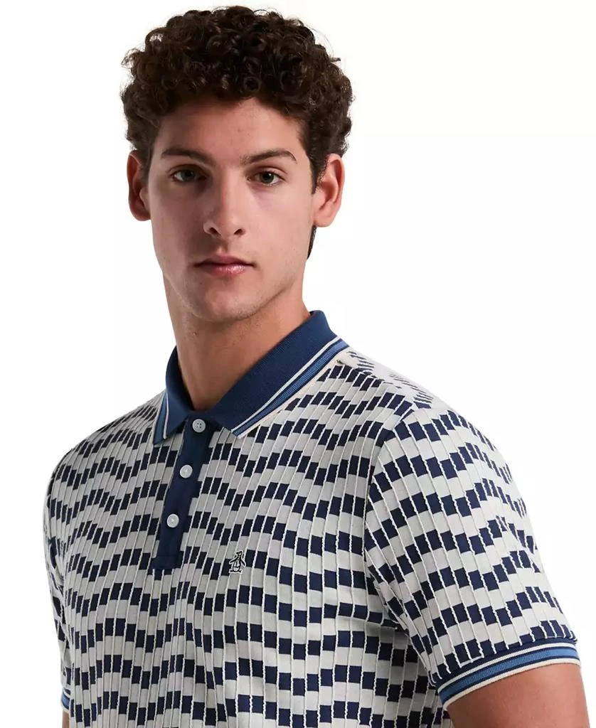 Original Penguin Men's Slim Fit Short Sleeve Zig Zag Textured Polo Shirt 3
