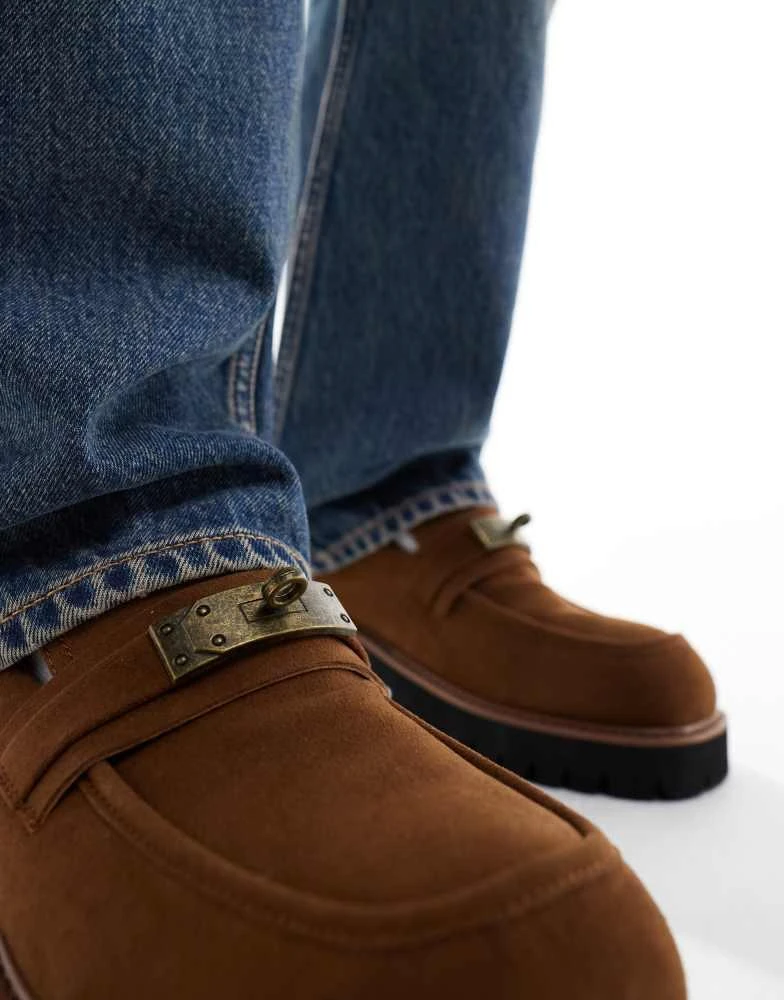 ASOS ASOS DESIGN chunky loafers in tan and white 3