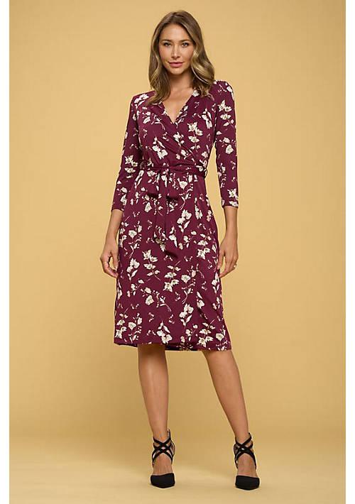 Renee C. C. Floral Print V Neck Jersey Wrap Dress With Tie