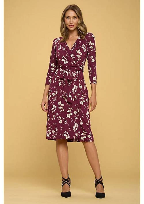 Renee C. C. Floral Print V Neck Jersey Wrap Dress With Tie 1