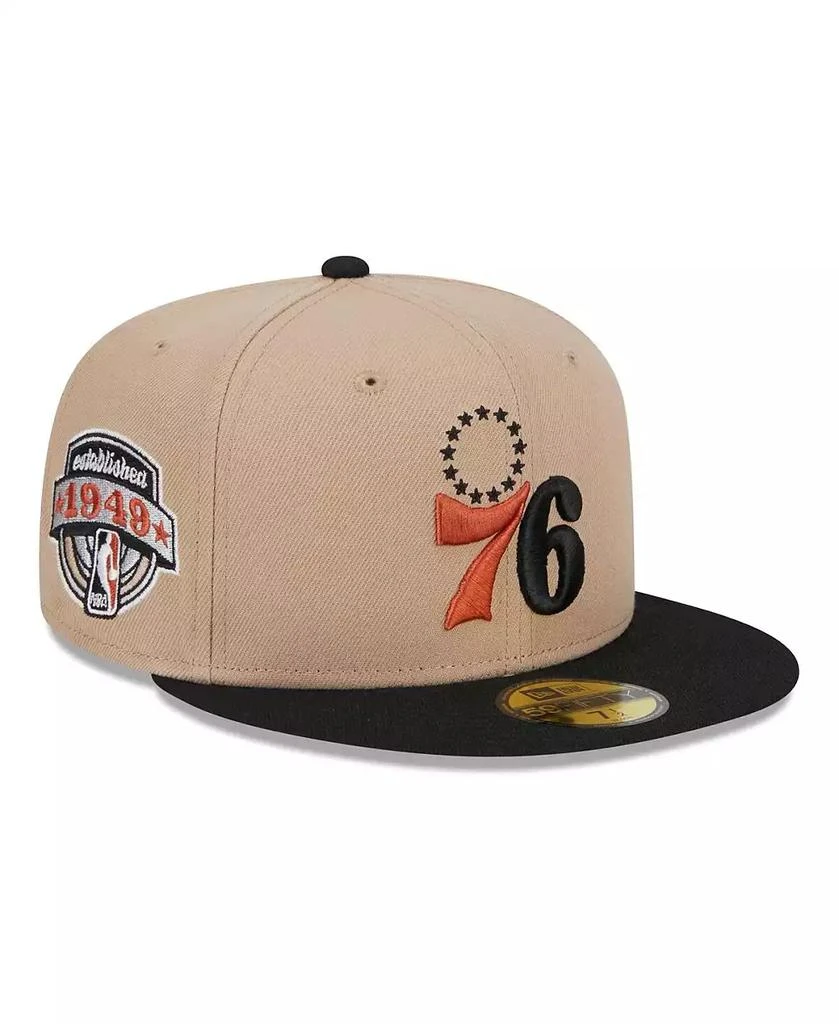 New Era Men's Tan, Black Burnt Orange Logo 2-Tone 59FIFTY Fitted Hat 1