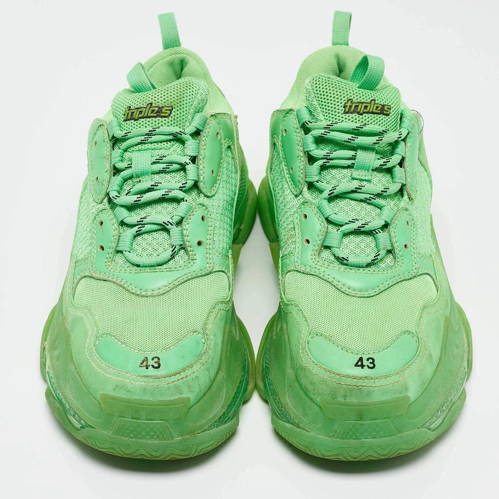 Balenciaga Balenciaga Green Faux Leather and Mesh Triple S Clear Sole Lace Up Sneakers Size 43 3