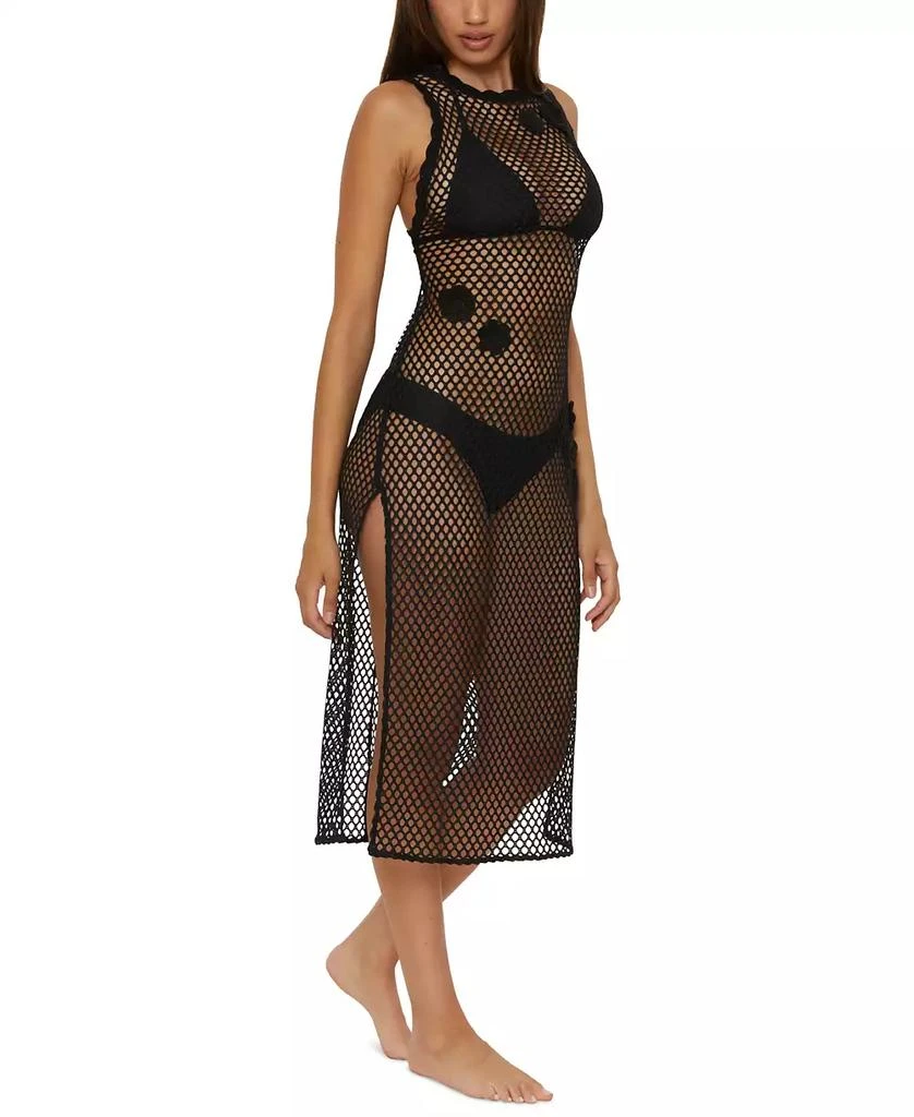 Becca Women's Castaway Island Fishnet Flower-Appliqué Cover-Up Dress 5