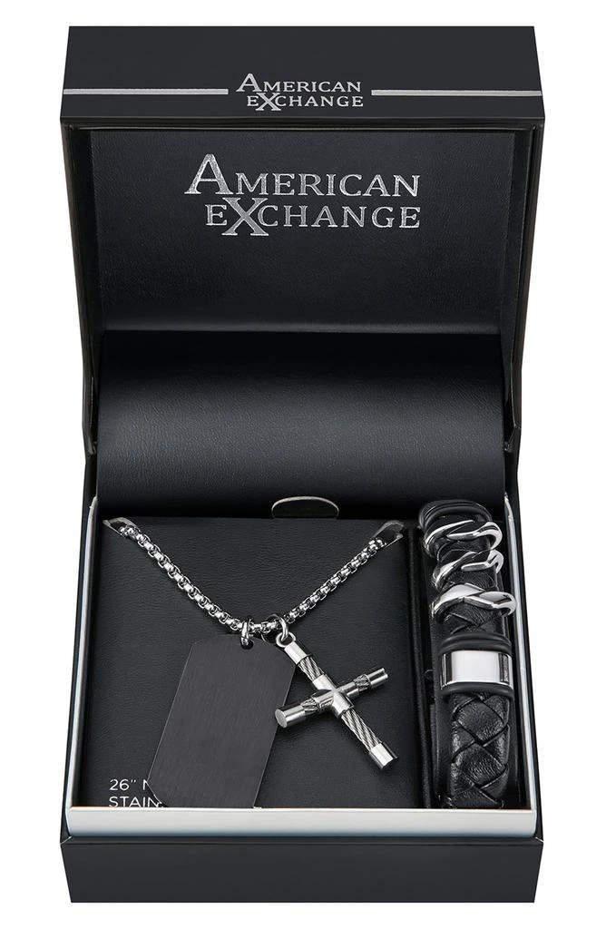 AMERICAN EXCHANGE Cross Pendant Necklace & Bracelet Set 3