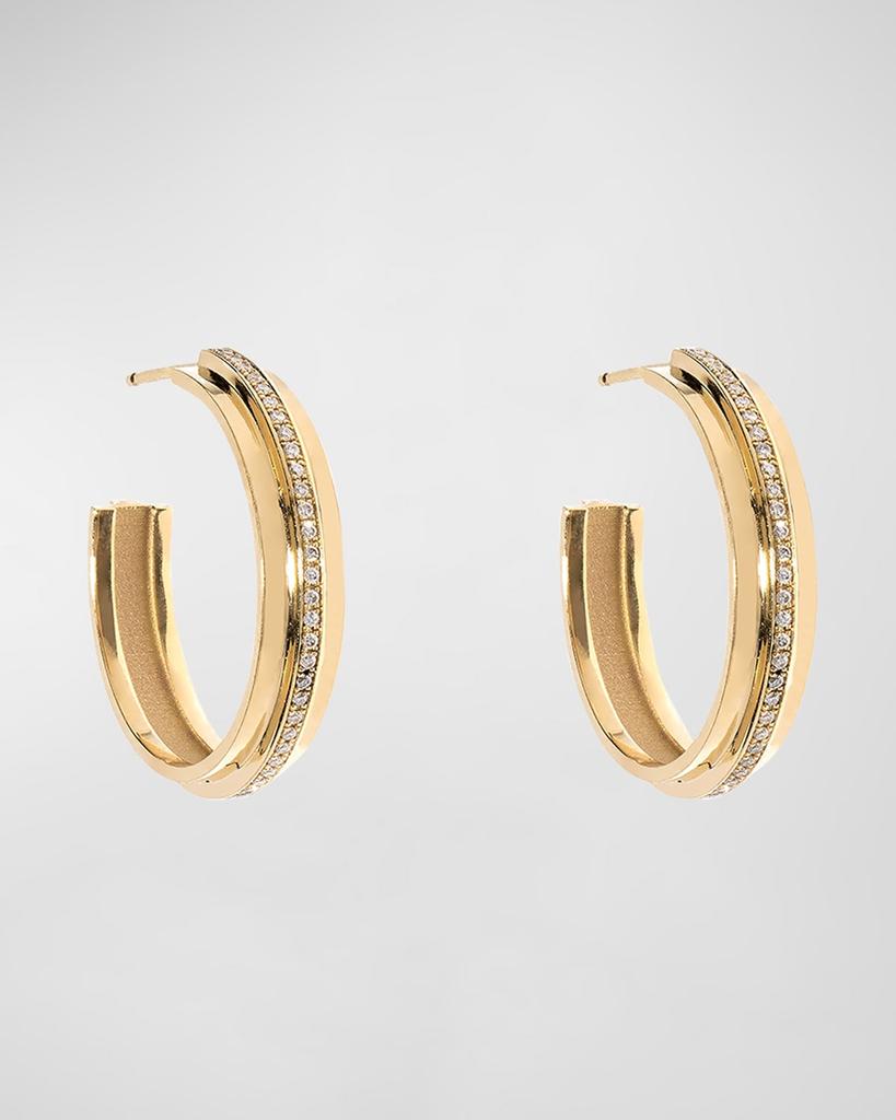 AZLEE Staircase Three-Tier Diamond Hoop Earrings