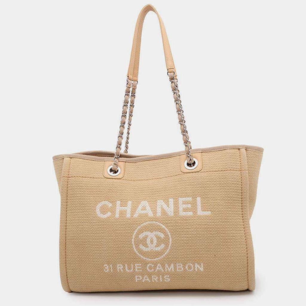 Chanel Chanel Beige Canvas Deauville Medium Tote Bag