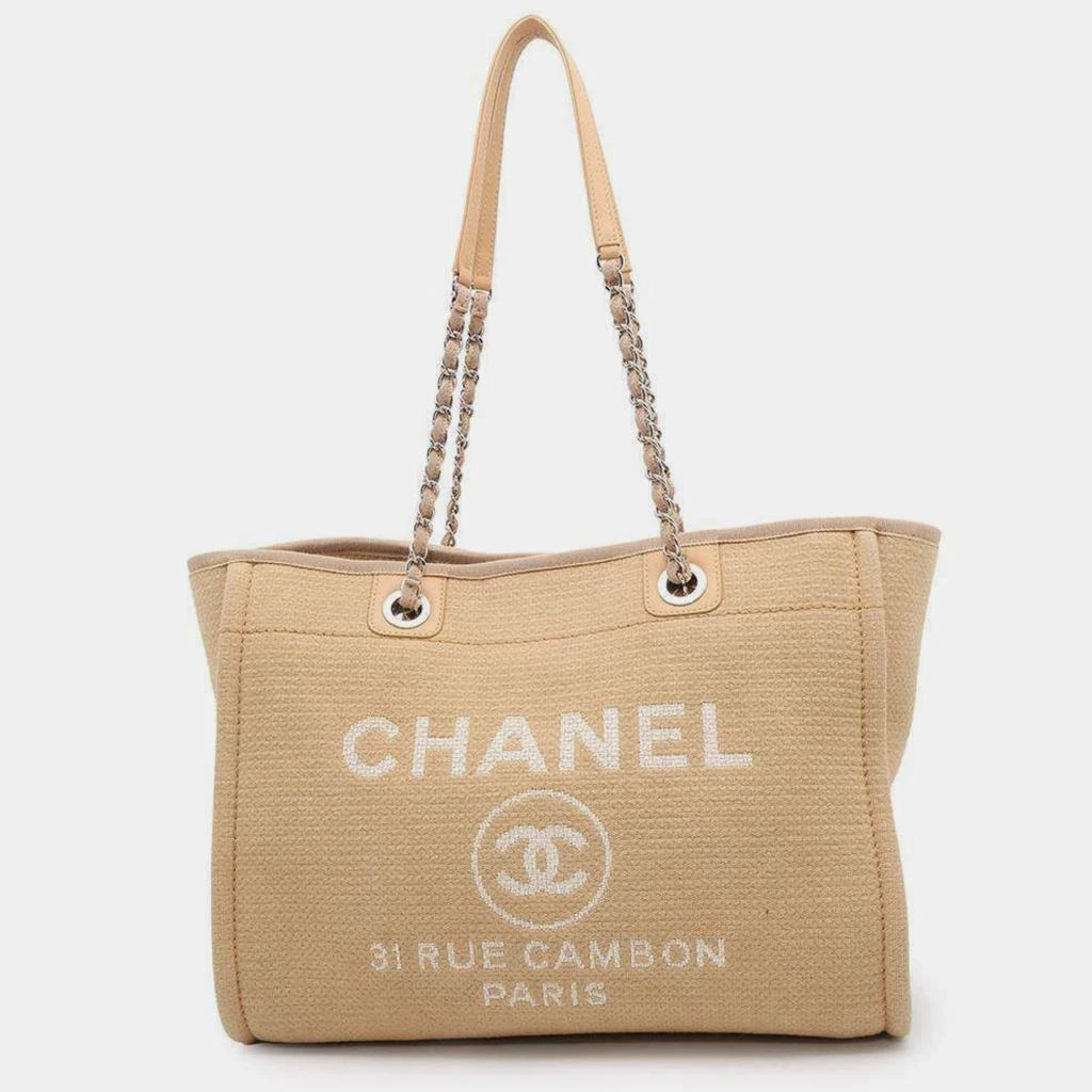 Chanel Chanel Beige Canvas Deauville Medium Tote Bag 1