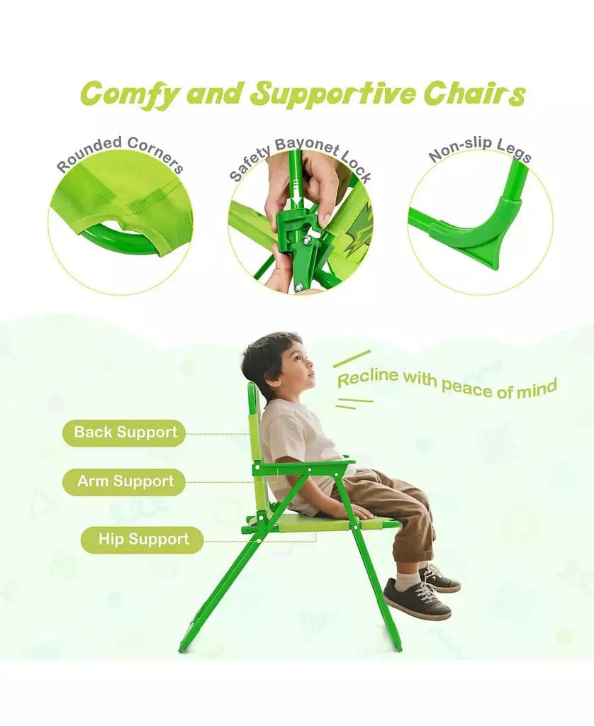 Gymax Toddler Picnic Table & Chair Set w/ 2 Folding Chairs & Height Adjustable Umbrella 7